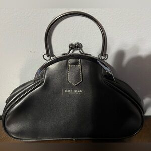 Kate spade black leather handbag - snap closure
